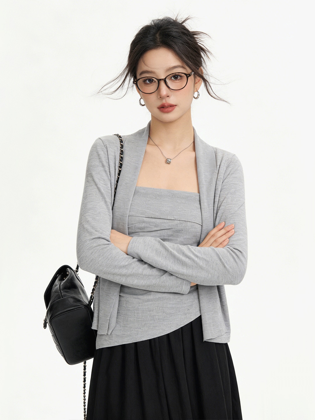 طقم كارديجان قصير محبوك من قطع - مراجعة Korean Women Lifestyle وسعره